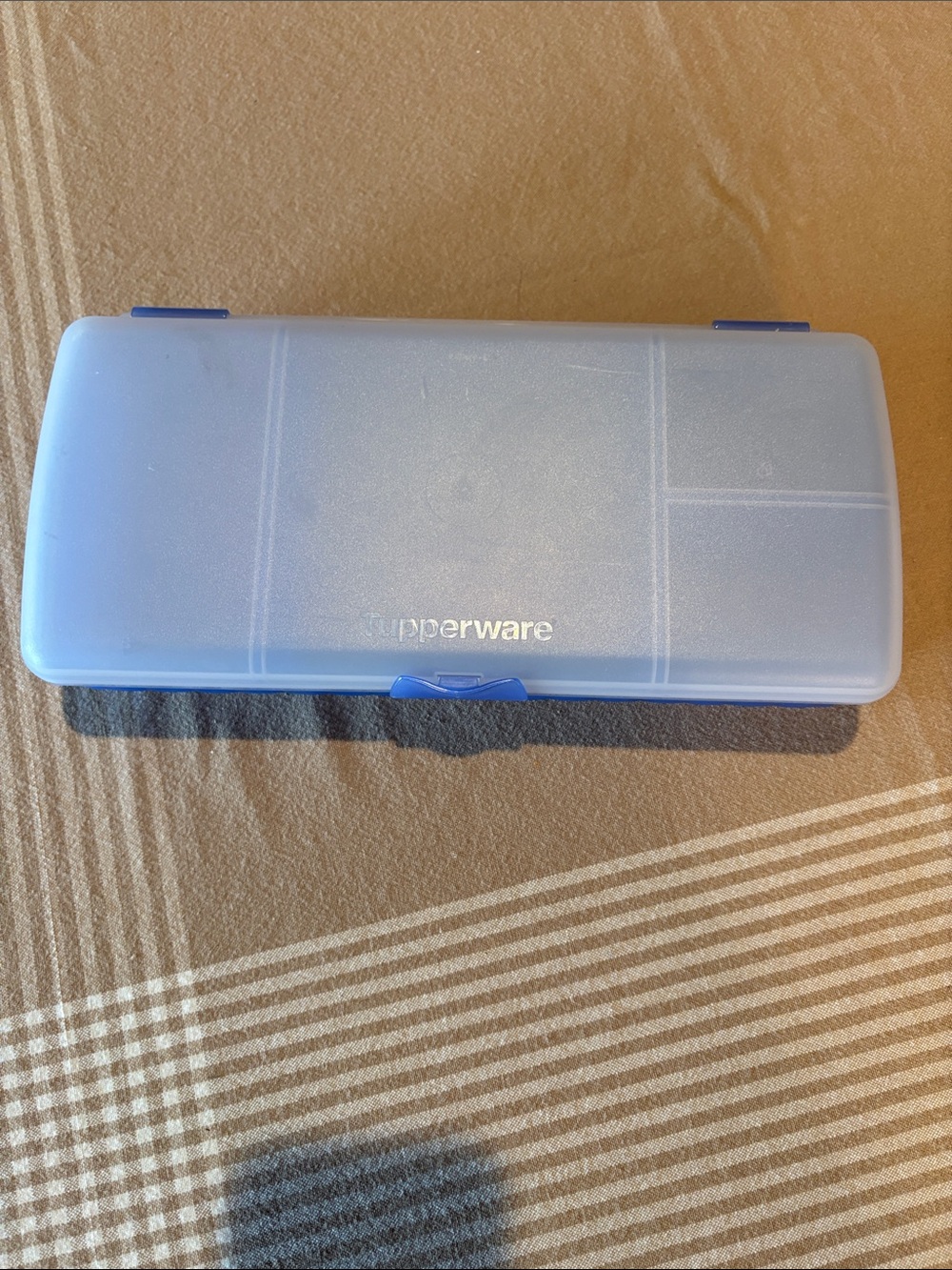 Tupperware Translucent Blue Plastic Organizer Case